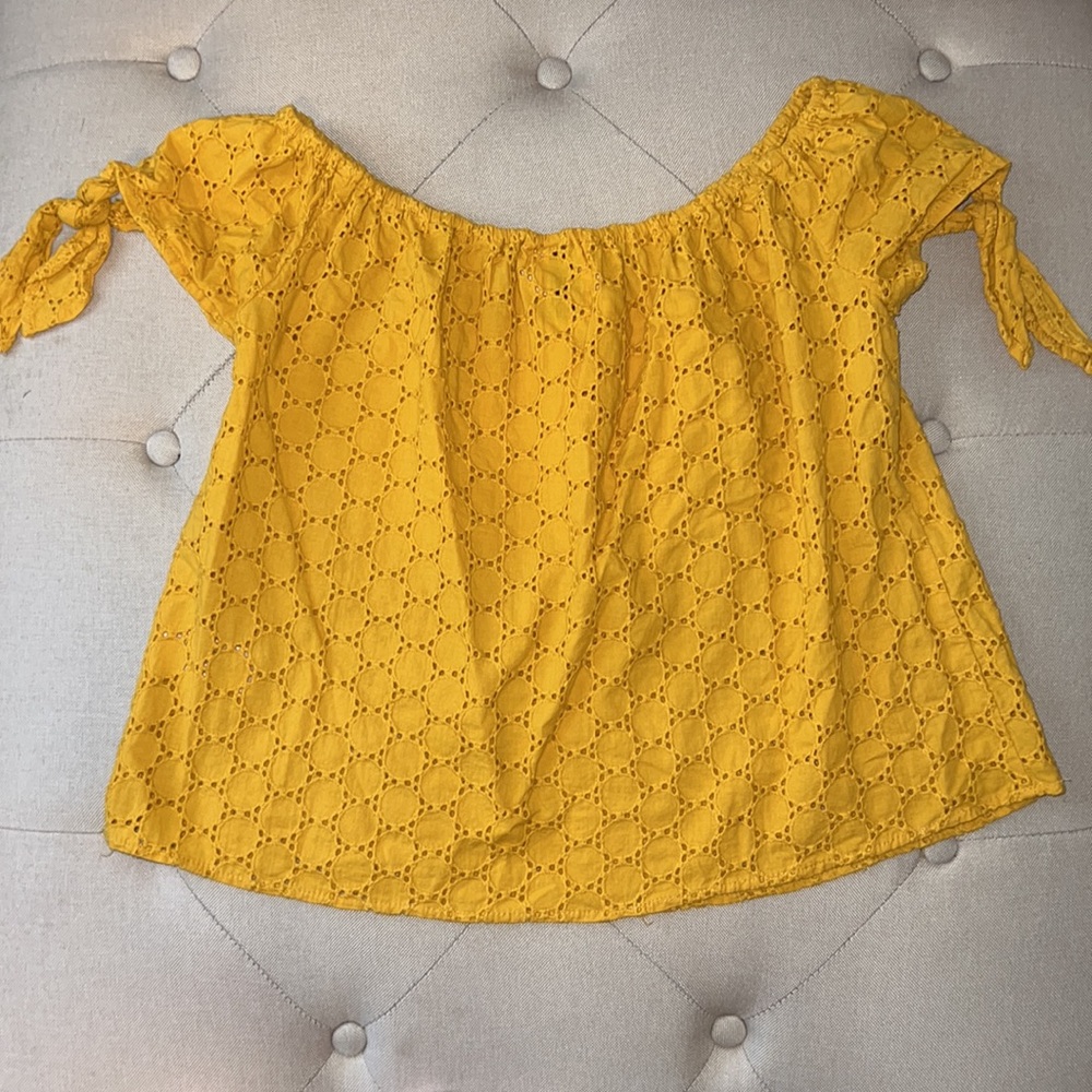 Target Universal Thread Yellow Mustard Off the shoulder top - Picture 3 of 5